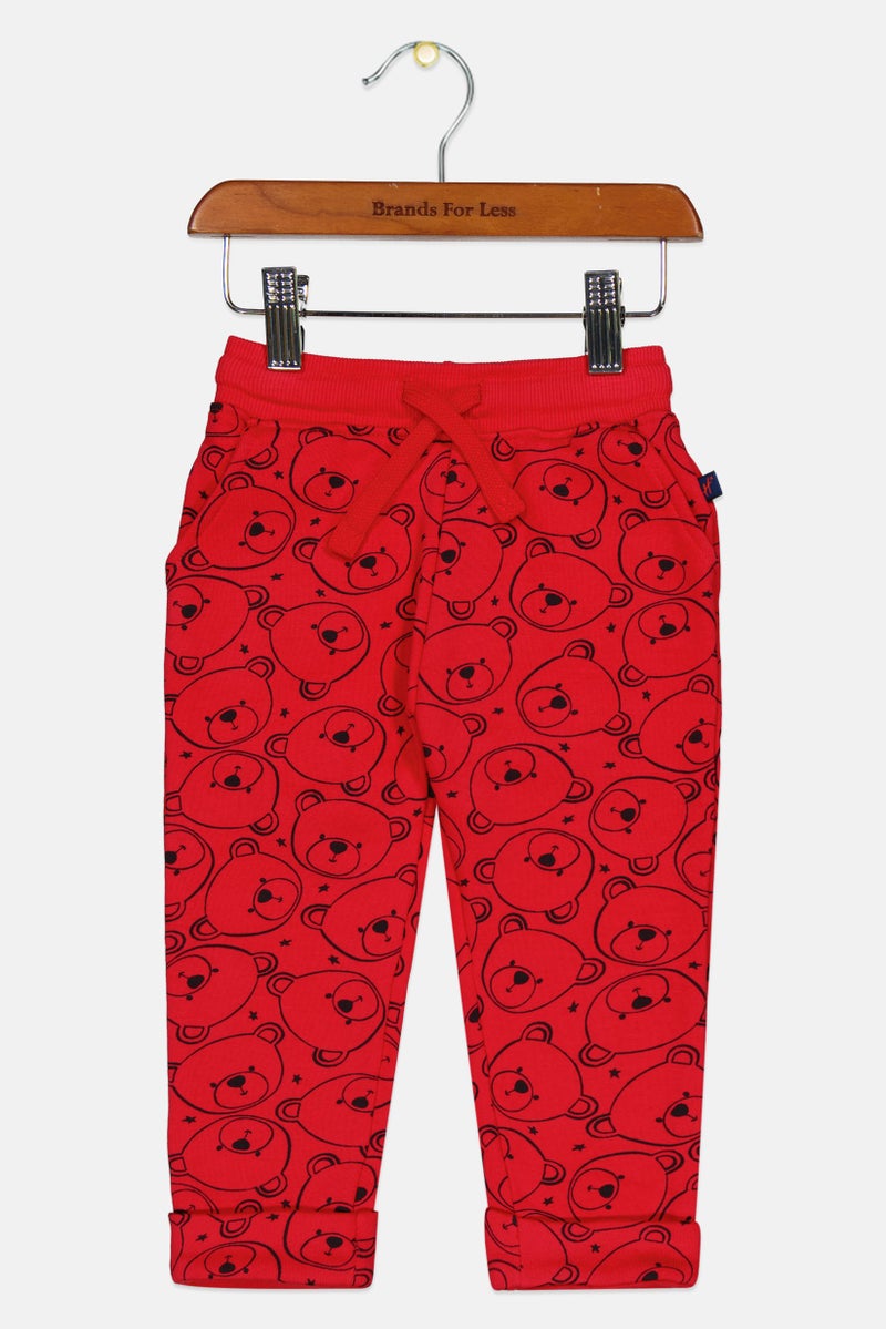 Hamleys Toddlers Boy Graphic Print Drawstring Sleepwear Pants, Red - Image 2